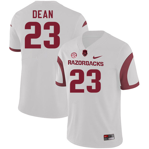 Men #23 Carson Dean Arkansas Razorback College Football Jerseys Stitched Sale-White - Click Image to Close